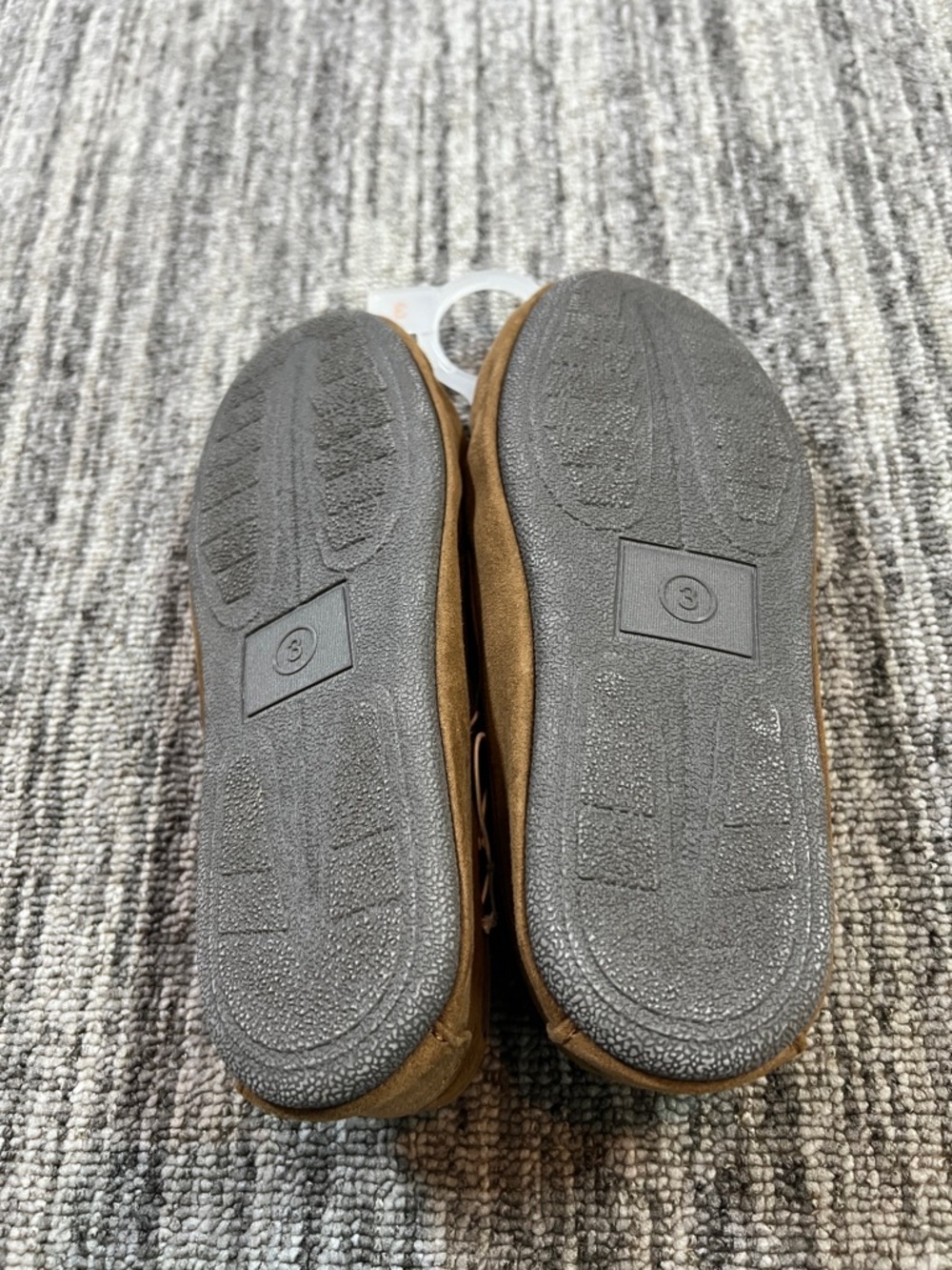 Cat & Jack Brown Suede Moccasin Slippers with Bow Size 3 - Picture 3 of 6
